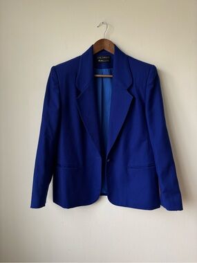 Phil Carey Women's Stunning Cobalt Blue Single-Button Blazer 100% virgin wool!